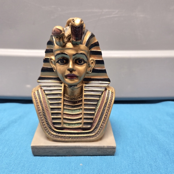 VTG Egyptian Statue Pharaoh King Tutankhamun Bust A.C.K Trading Co. 4" Tall - Picture 2 of 7